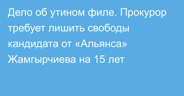 Дело об утином филе. Прокурор требует лишить свободы кандидата от «Альянса» Жамгырчиева на 15 лет