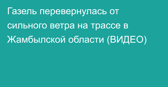 Газель перевернулась от сильного ветра на трассе в Жамбылской области (ВИДЕО)