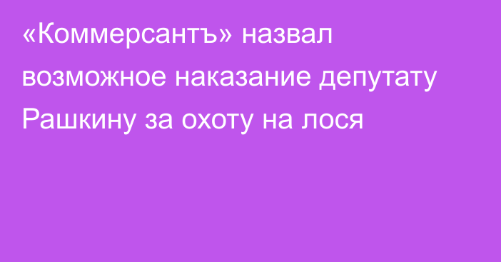 «Коммерсантъ» назвал возможное наказание депутату Рашкину за охоту на лося