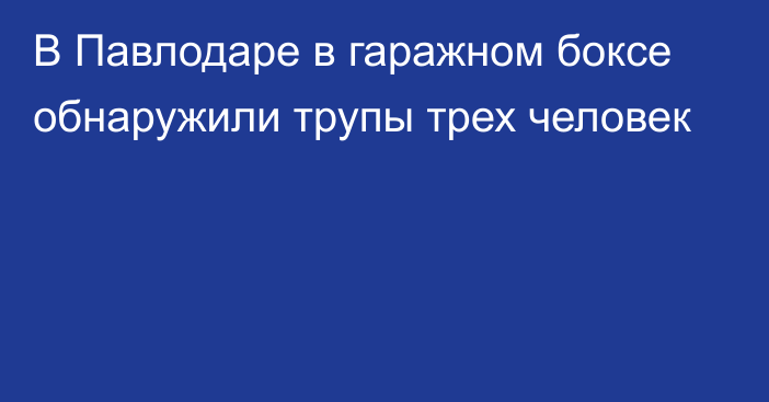 В Павлодаре в гаражном боксе обнаружили трупы трех человек