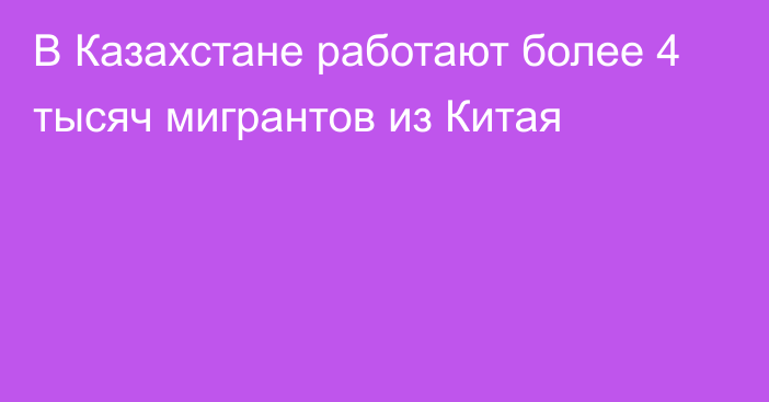 В Казахстане работают более 4 тысяч мигрантов из Китая