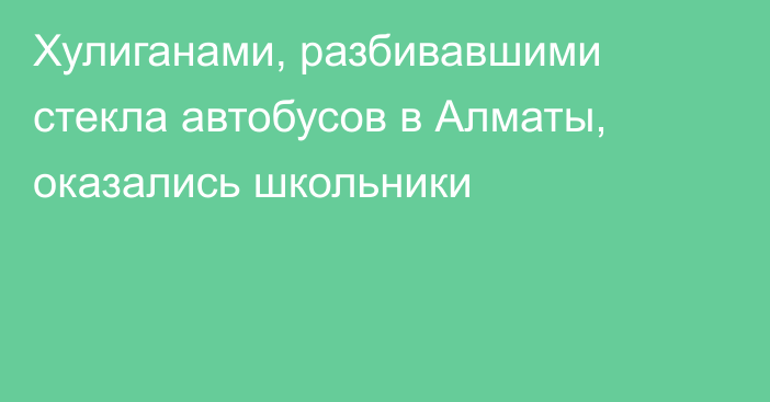 Хулиганами, разбивавшими стекла автобусов в Алматы, оказались школьники