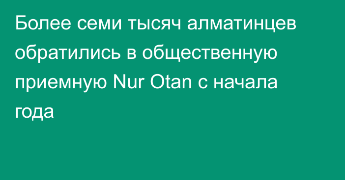 Более семи тысяч алматинцев обратились в общественную приемную Nur Otan с начала года