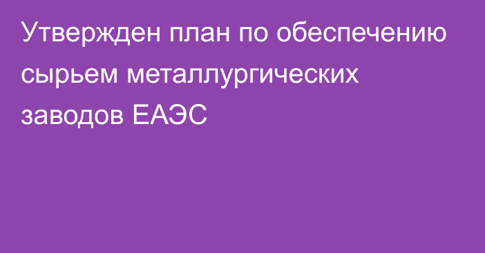 Утвержден план по обеспечению сырьем металлургических заводов ЕАЭС