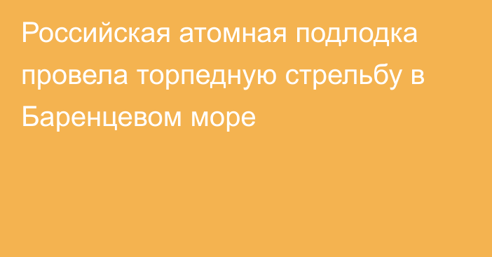 Российская атомная подлодка провела торпедную стрельбу в Баренцевом море