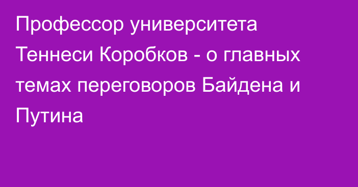 Профессор университета Теннеси Коробков - о главных темах переговоров Байдена и Путина