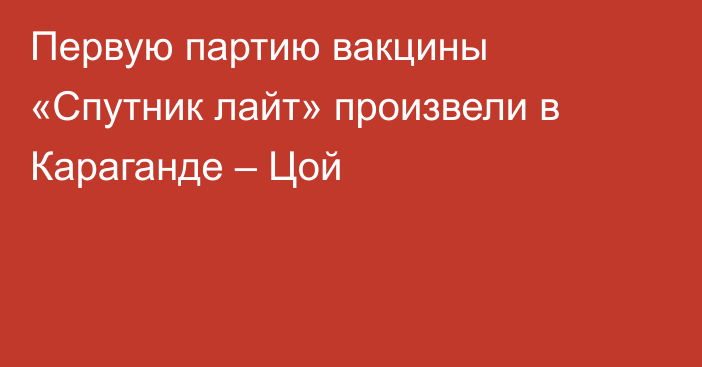 Первую партию вакцины «Спутник лайт» произвели в Караганде – Цой