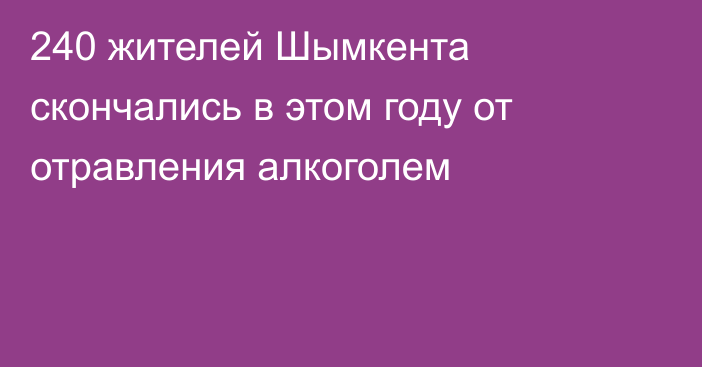 240 жителей Шымкента скончались в этом году от отравления алкоголем