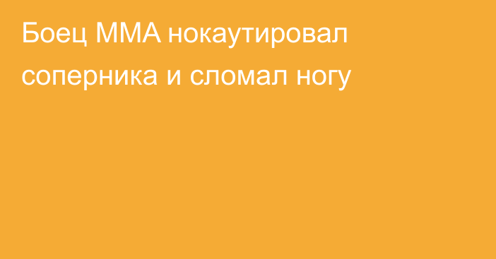 Боец MMA нокаутировал соперника и сломал ногу