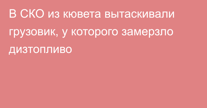 В СКО из кювета вытаскивали грузовик, у которого замерзло дизтопливо