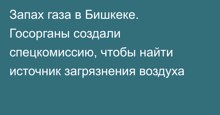 Запах газа в Бишкеке. Госорганы создали спецкомиссию, чтобы найти источник загрязнения воздуха