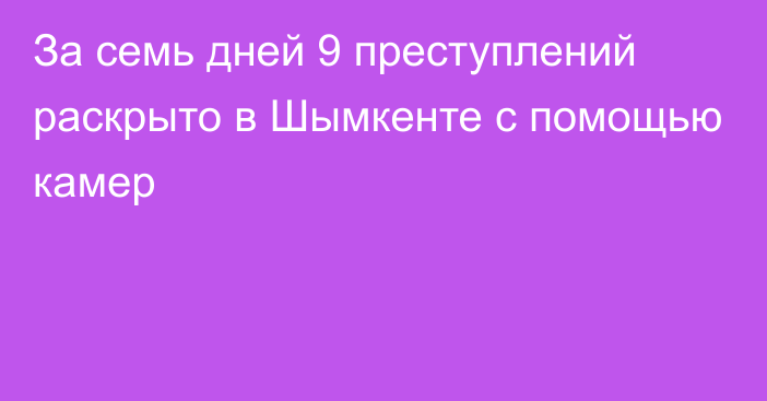 За семь дней 9 преступлений раскрыто в Шымкенте с помощью камер