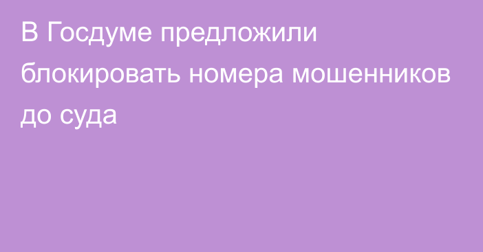 В Госдуме предложили блокировать номера мошенников до суда