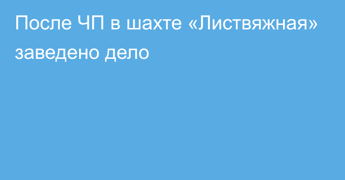 После ЧП в шахте «Листвяжная» заведено дело