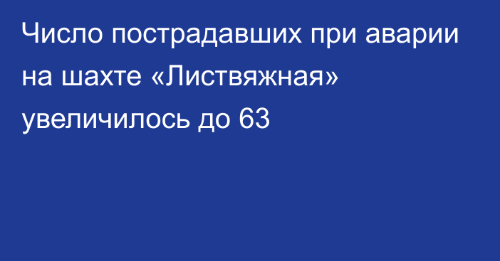 Число пострадавших при аварии на шахте «Листвяжная» увеличилось до 63