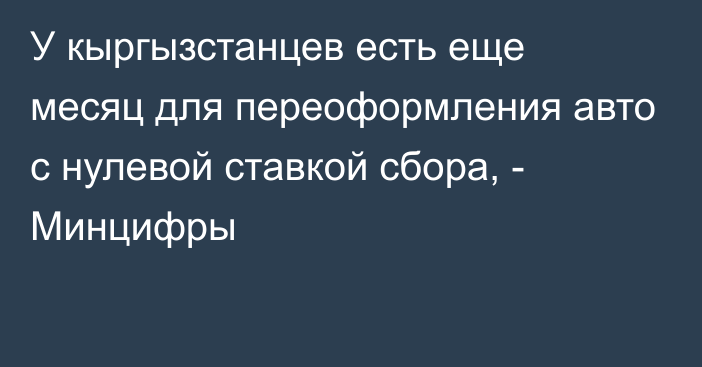 У кыргызстанцев есть еще месяц для переоформления авто с нулевой ставкой сбора, - Минцифры