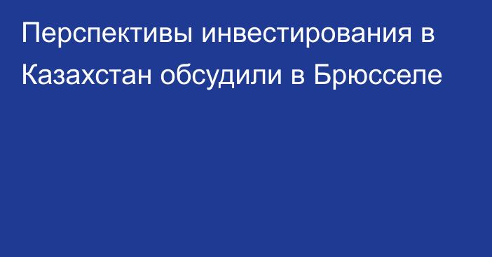 Перспективы инвестирования в Казахстан обсудили в Брюсселе