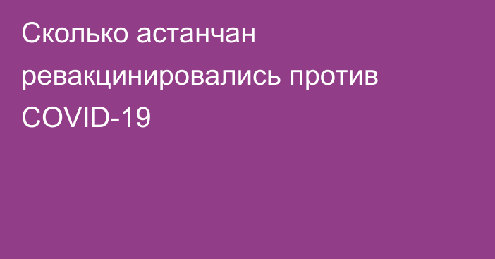 Сколько астанчан ревакцинировались против COVID-19