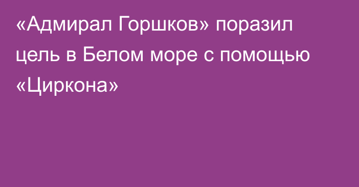 «Адмирал Горшков» поразил цель в Белом море с помощью «Циркона»