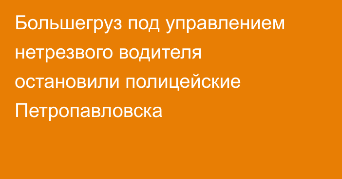 Большегруз под управлением нетрезвого водителя остановили полицейские Петропавловска