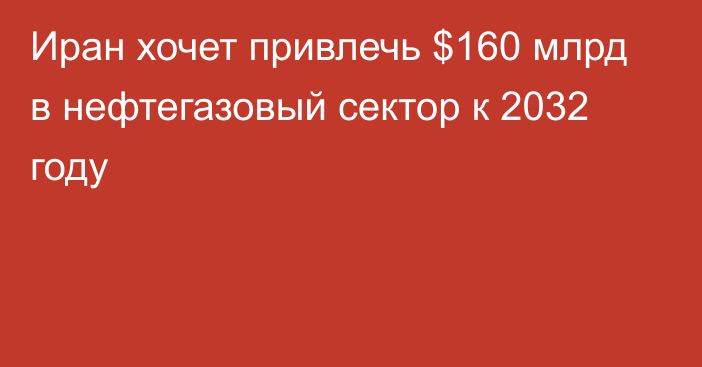 Иран хочет привлечь $160 млрд в нефтегазовый сектор к 2032 году