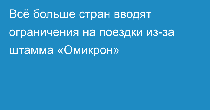 Всё больше стран вводят ограничения на поездки из-за штамма «Омикрон»