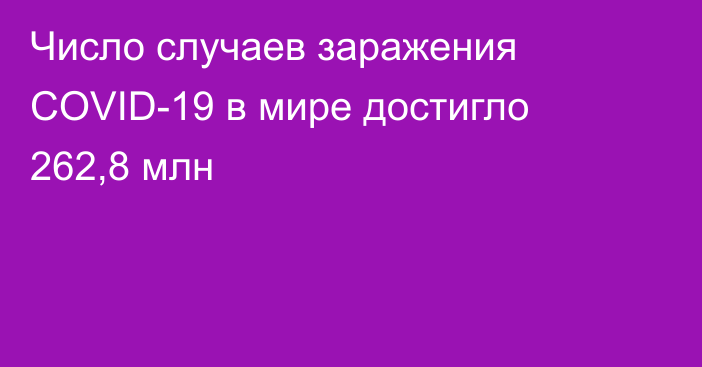 Число случаев заражения COVID-19 в мире достигло 262,8 млн