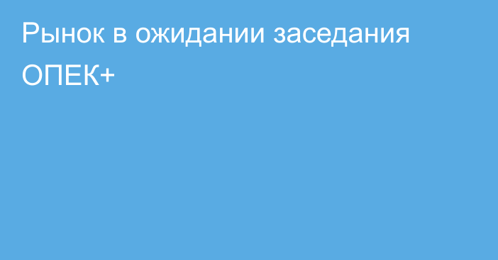 Рынок в ожидании заседания ОПЕК+