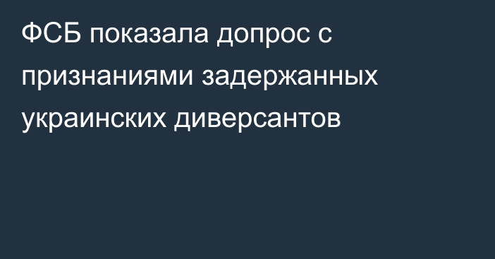 ФСБ показала допрос с признаниями задержанных украинских диверсантов