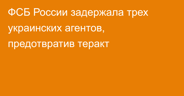 ФСБ России задержала трех украинских агентов, предотвратив теракт