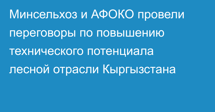 Минсельхоз и АФОКО провели переговоры по повышению технического потенциала лесной отрасли Кыргызстана