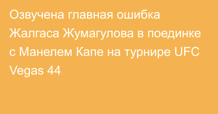 Озвучена главная  ошибка Жалгаса Жумагулова в поединке с Манелем Капе на турнире UFC  Vegas 44