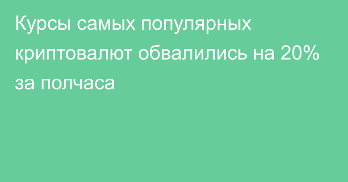 Курсы самых популярных криптовалют обвалились на 20% за полчаса