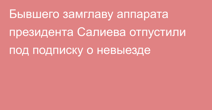 Бывшего замглаву аппарата президента Салиева отпустили под подписку о невыезде