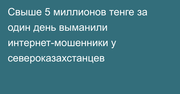 Свыше 5 миллионов тенге за один день выманили интернет-мошенники у североказахстанцев