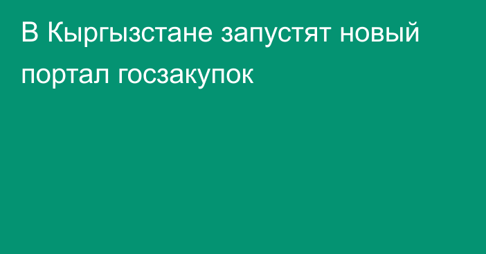 В Кыргызстане запустят новый портал госзакупок