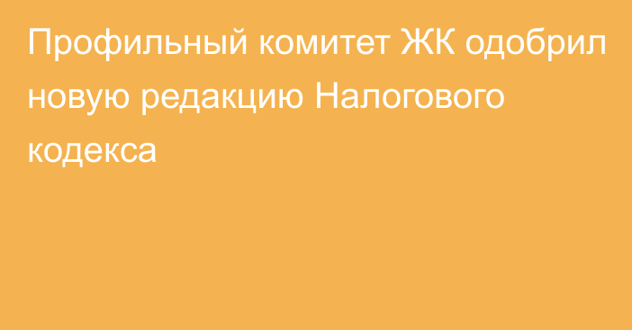 Профильный комитет ЖК одобрил новую редакцию Налогового кодекса