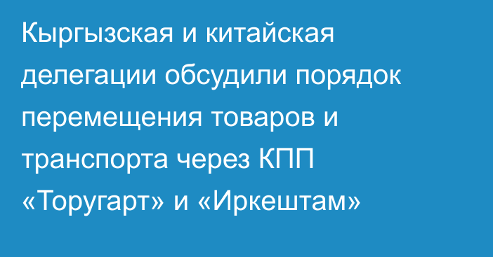 Кыргызская и китайская делегации обсудили порядок перемещения товаров и транспорта через КПП «Торугарт» и «Иркештам»