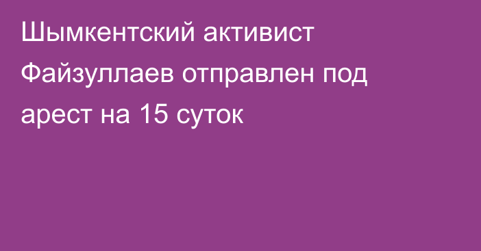 Шымкентский активист Файзуллаев отправлен под арест на 15 суток