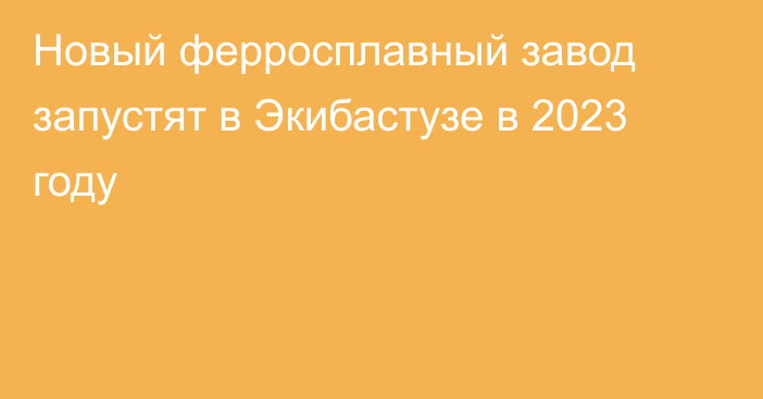 Новый ферросплавный завод запустят в Экибастузе в 2023 году