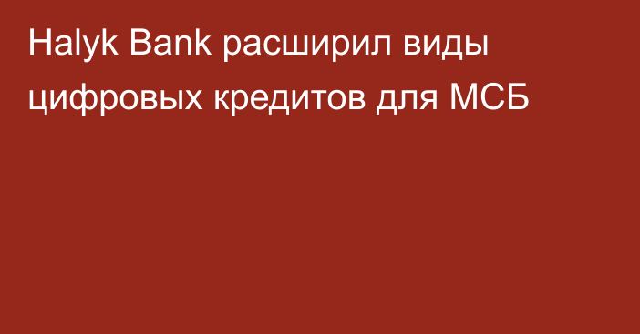 Halyk Bank расширил виды цифровых кредитов для МСБ