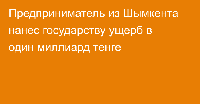 Предприниматель из Шымкента нанес государству ущерб в один миллиард тенге