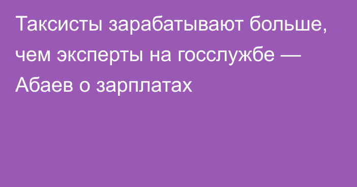 Таксисты зарабатывают больше, чем эксперты на госслужбе — Абаев о зарплатах