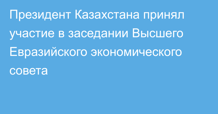 Президент Казахстана принял участие в заседании Высшего Евразийского экономического совета