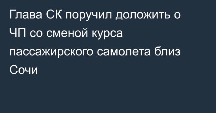 Глава СК поручил доложить о ЧП со сменой курса пассажирского самолета близ Сочи