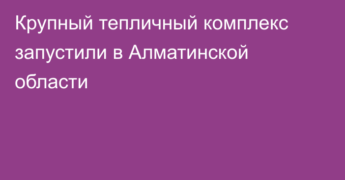 Крупный тепличный комплекс запустили в Алматинской области