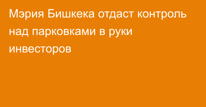 Мэрия Бишкека отдаст контроль над парковками в руки инвесторов