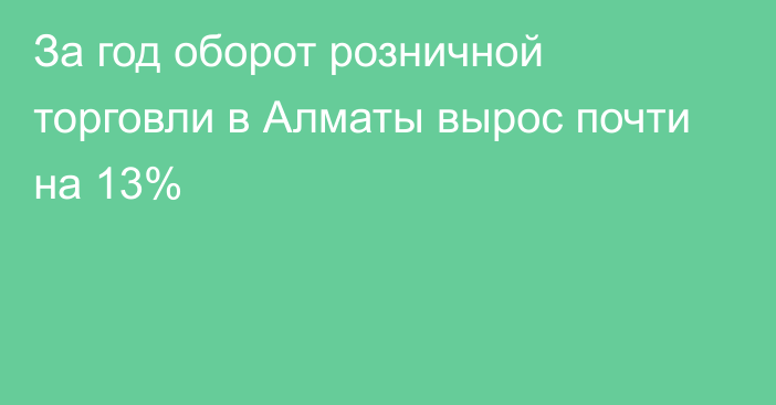 За год оборот розничной торговли в Алматы вырос почти на 13%