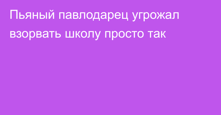 Пьяный павлодарец угрожал взорвать школу просто так