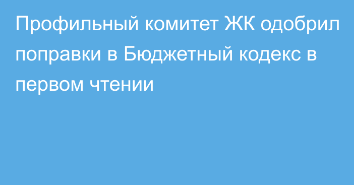 Профильный комитет ЖК одобрил поправки в Бюджетный кодекс в первом чтении